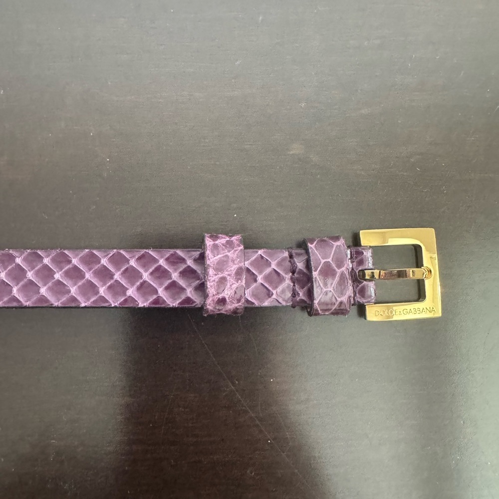 Dolce & Gabbana Snake Skin Purple Belt with Gold Buckle